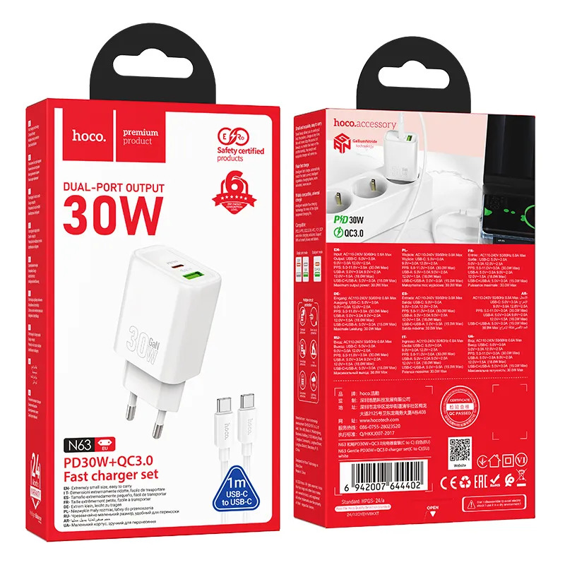 bộ sạc nhanh giá sỉ Hoco N63