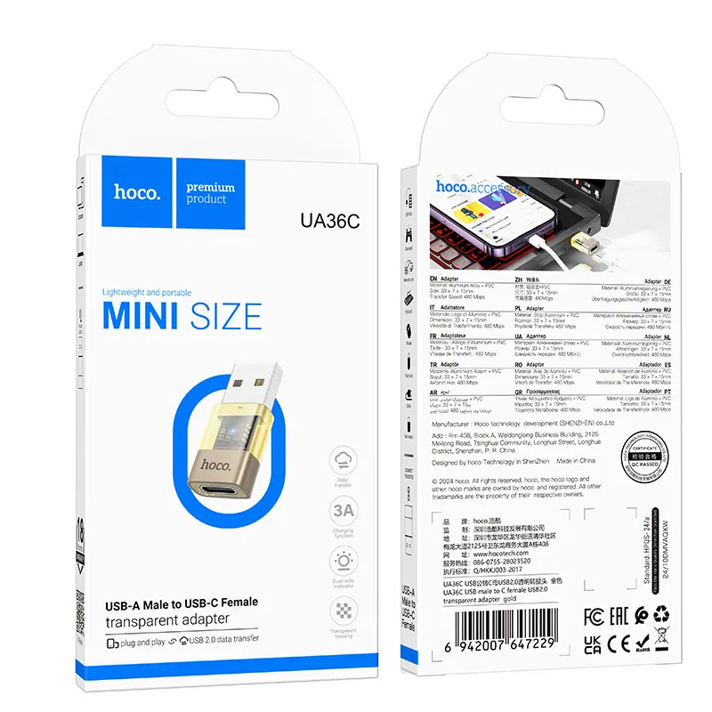 review bộ chuyển đổi usb sang type c hoco ua36c