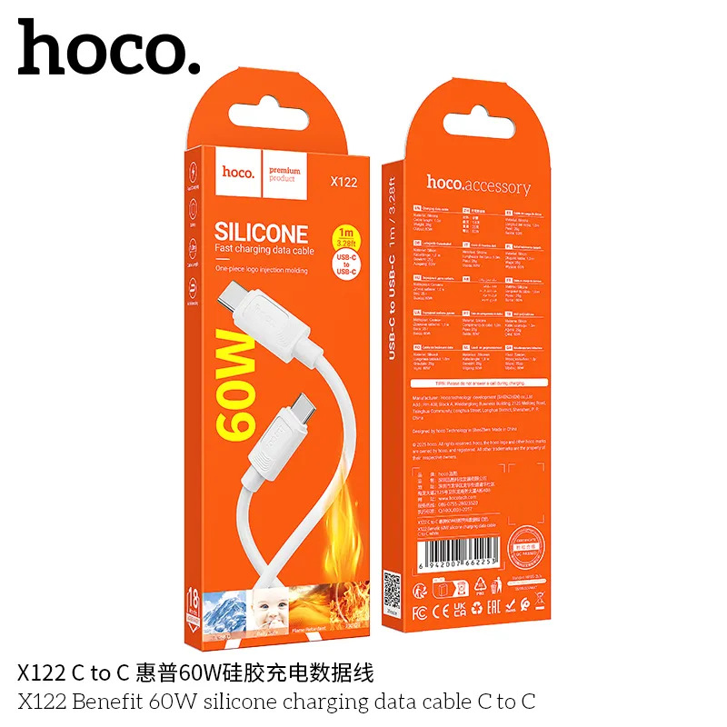 cáp sạc type-c hoco x122 silicon benefit giá sỉ