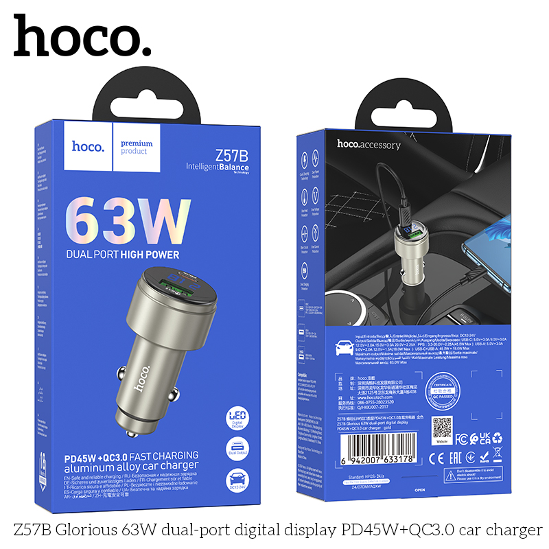Tẩu Sạc Ô Tô Hoco Z57B 63w giá sỉ