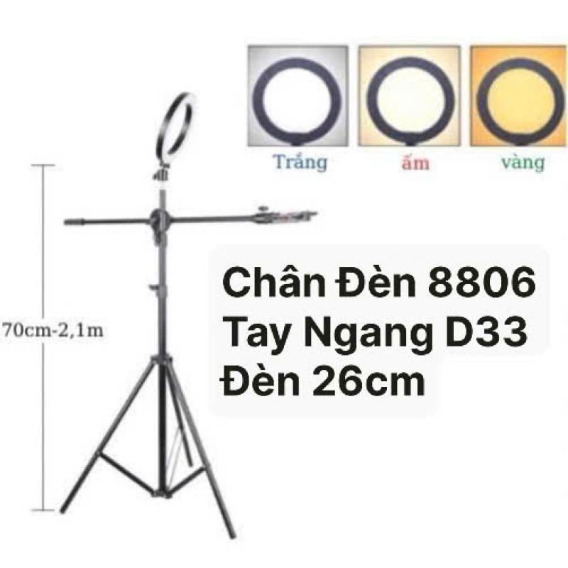 Combo Giá Đỡ Quay Video Chụp Ảnh Topshot D33 Kèm Gậy 8806 2.1m và Đèn 26CM