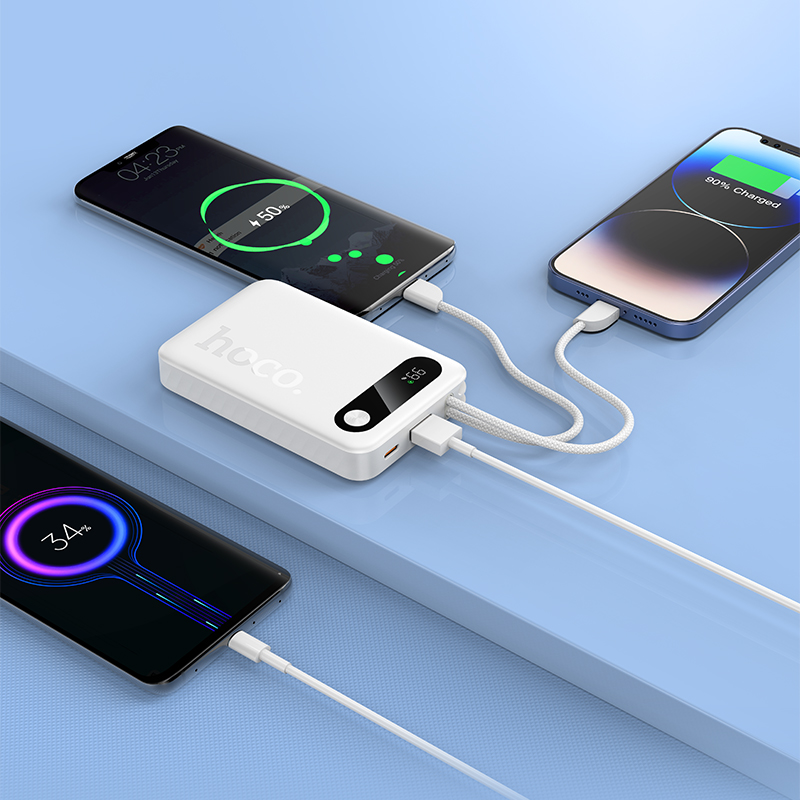 Pin Dự Phòng Hoco J171 Full Power 22.5W+PD20W tương thích đầy đủ kèm 2 cáp 10000mAh giá sỉ