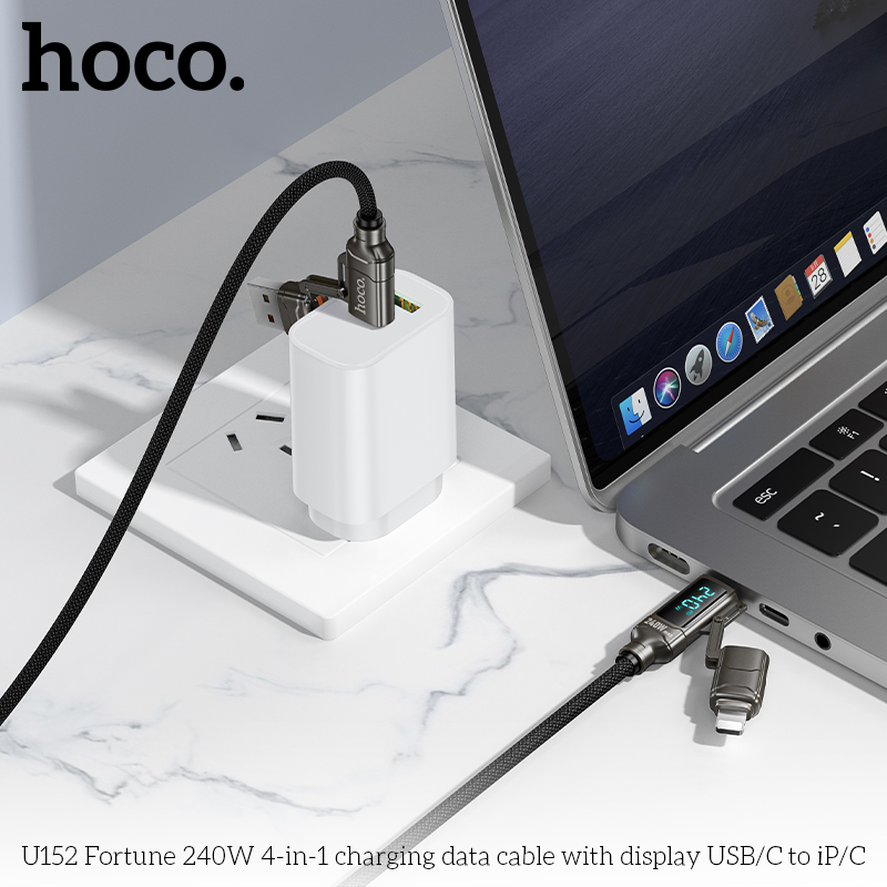 Cáp Sạc Type-C to Type-C Hoco U152 Joy 240W 4-in-1 USB/C to iP/C