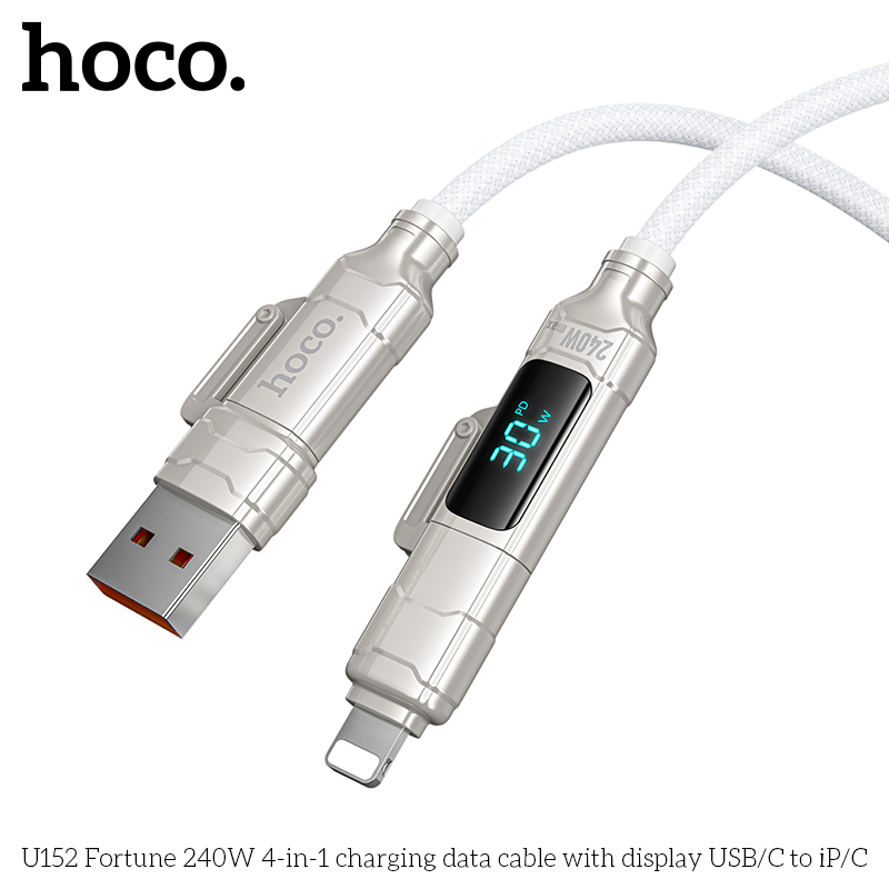 bán sỉ Cáp Sạc Type-C to Type-C Hoco U152 Joy 240W 4-in-1 USB/C to iP/C