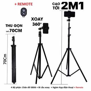 Combo Giá Đỡ Quay Video Chụp Ảnh Gậy Live 8806 + Remote Bluetooth + Kẹp