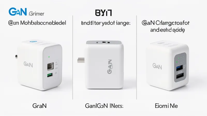 So sánh kích thước 3 mẫu củ sạc GaN 65W trên nền trắng
