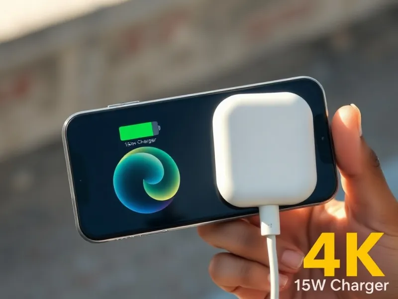 Người dùng sạc iPhone 11 với củ sạc 15W ngoài trời