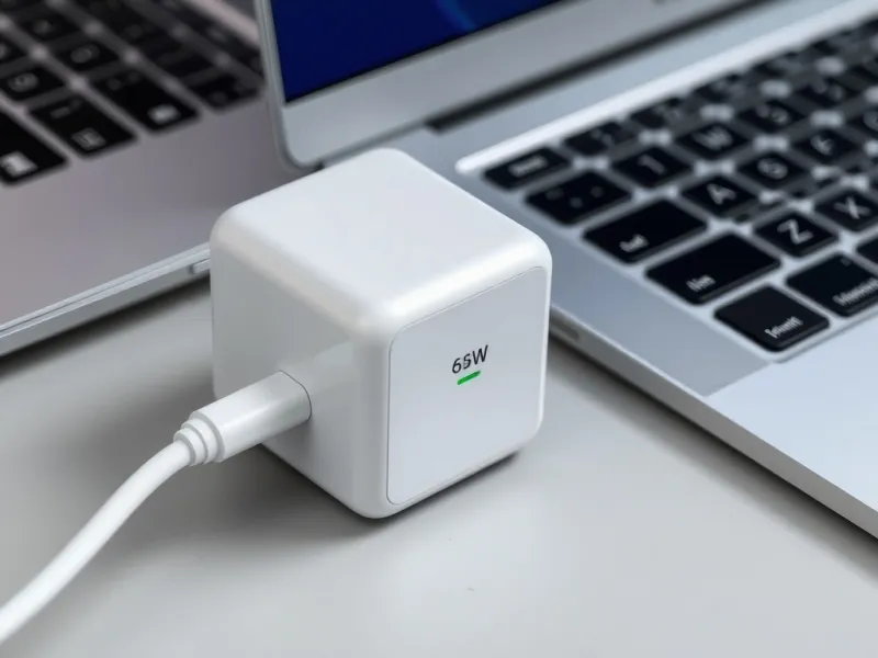 Cận cảnh củ sạc 65W kết nối với MacBook Air qua cáp Type-C đang sạc
