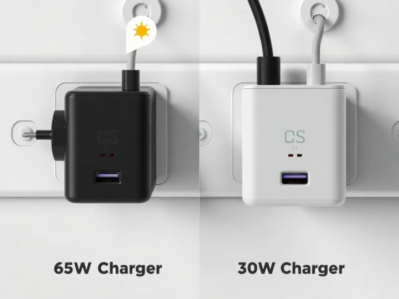 So sánh kích thước sạc nhanh 65W GaN với củ sạc 30W thông thường