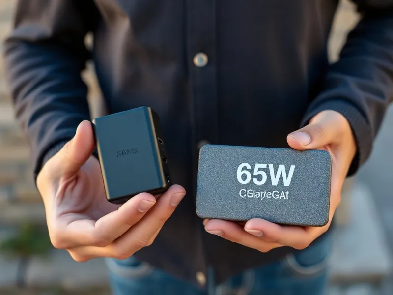 Người dùng cầm hai củ sạc 65W: một GaN nhỏ gọn, một truyền thống cồng kềnh