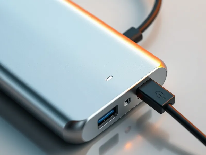 Cận cảnh pin sạc dự phòng laptop dung lượng lớn có cổng USB-C PD và đèn LED báo pin