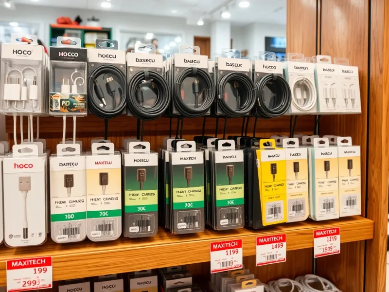 Dây sạc iPhone chính hãng giá sỉ trưng bày tại cửa hàng phụ kiện