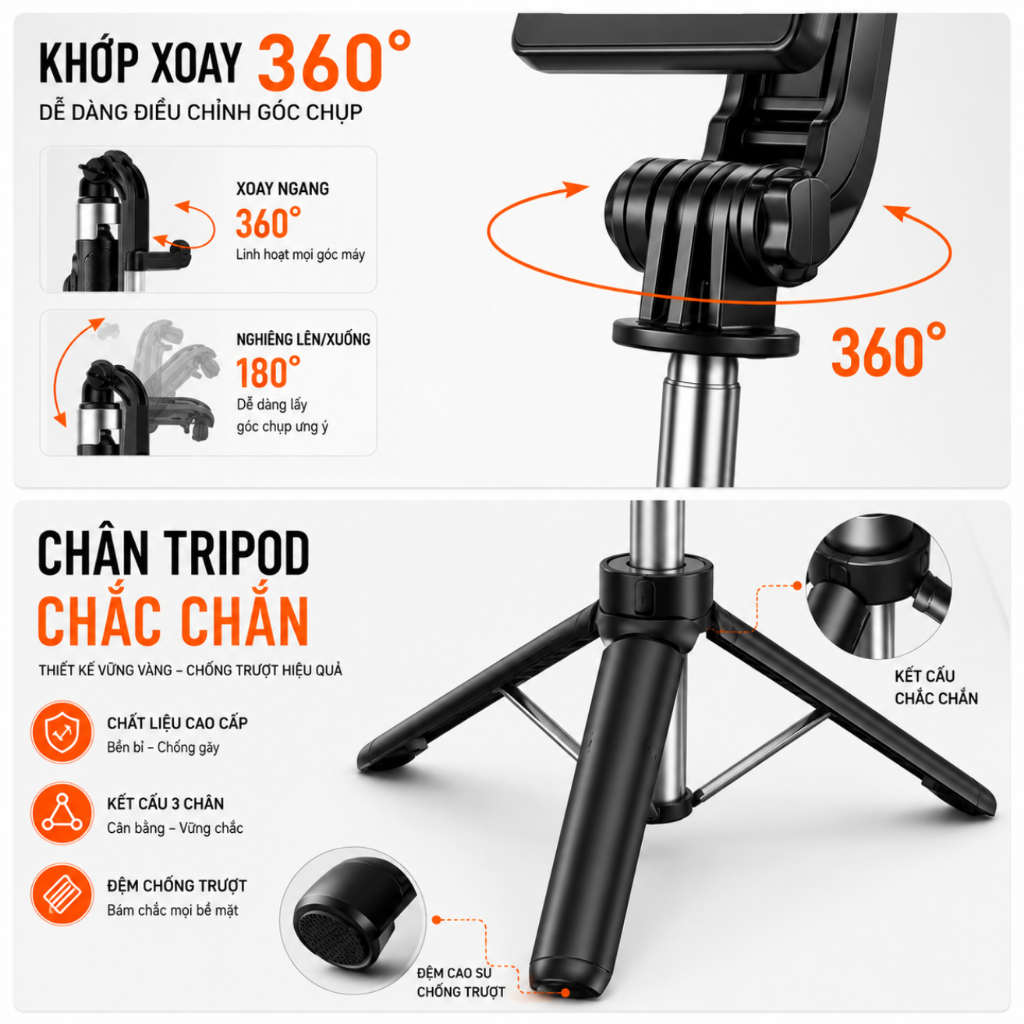 Gậy Chụp Ảnh Tự Sướng Bluetooth 3 Chân Đa Năng X2 giá tốt