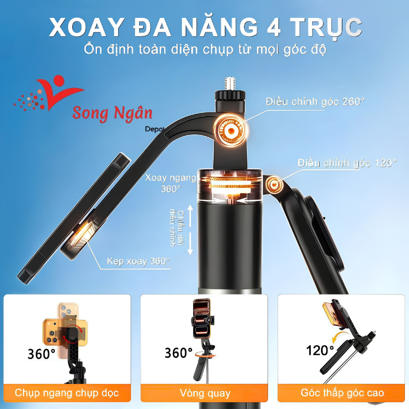 bán buôn Gậy Chụp Ảnh Tự Sướng Bluetooth 3 Chân Đa Năng X5 Promax