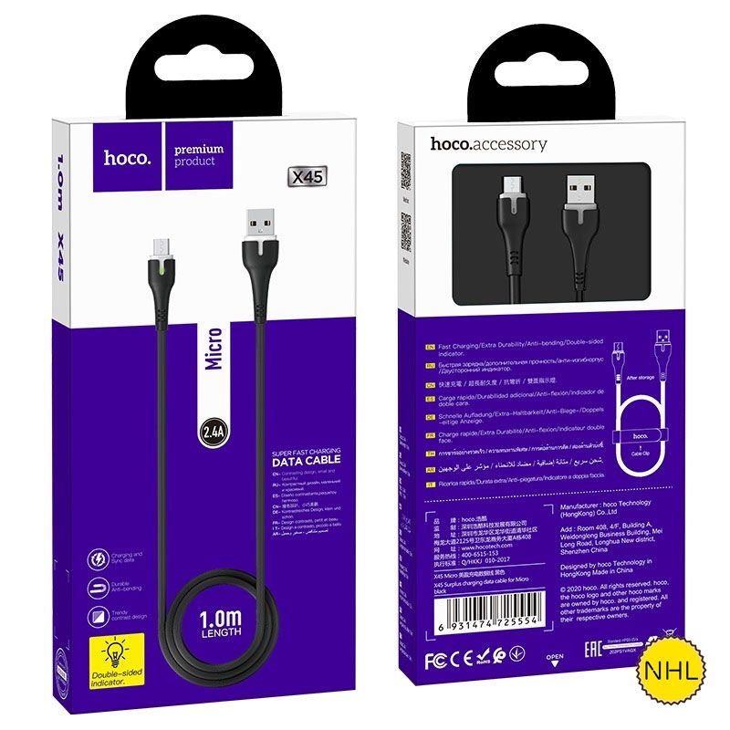 Dây Cáp Sạc Nhanh Micro Hoco X45